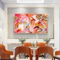 Red pink floral by Palette Knife wall art minimalism